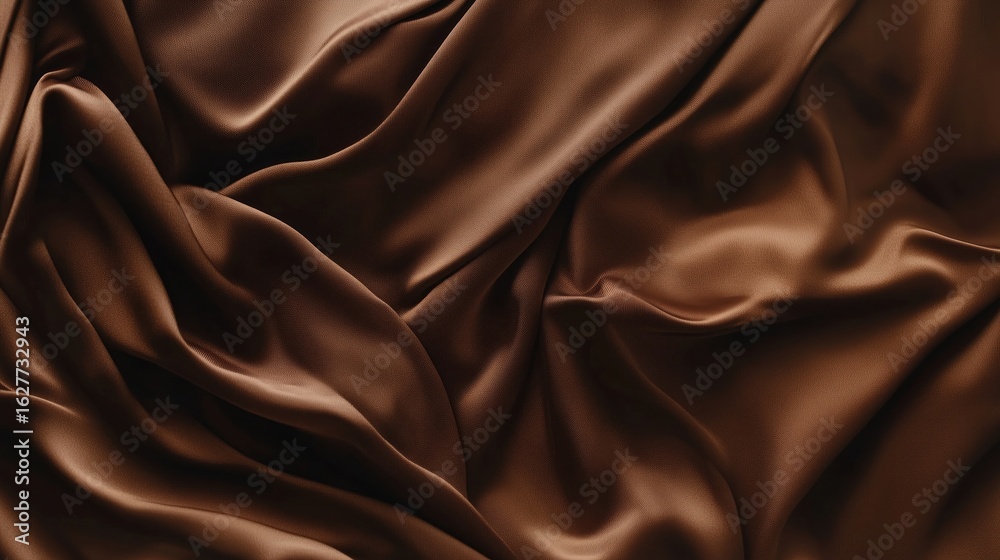 Fototapeta premium Elegant brown satin fabric with smooth texture and soft folds