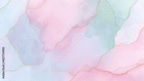 Soft pastel abstract with gold veins. Artificial intelligence image