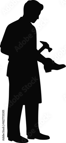 Cobbler silhouette working on shoe
