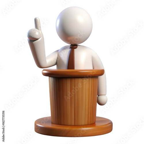 3d icon of man speaking at a podium isolated on transparent background