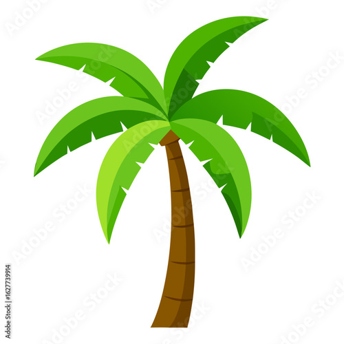 Tree with big bright green leaves vector on white background.