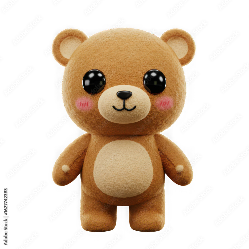 Obraz premium Cute fluffy brown teddy bear toy isolated on transparent background
