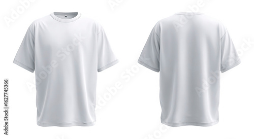 Blank white oversized t-shirt, front and back views