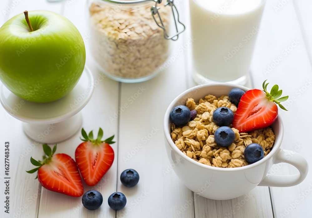 Healthy breakfast bowl with fresh fruit and granola Healthy breakfast bowl with fresh fruit and granola