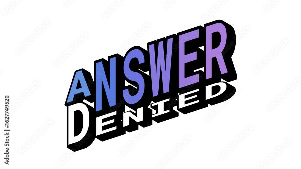 ANSWER vs DENIED, 3D Text Animation in Isometric View with Opposite Word Motion Loop with Bold Typography Effects ANSWER vs DENIED, 3D Text Animation in Isometric View with Opposite Word Motion Loop with Bold Typography Effects