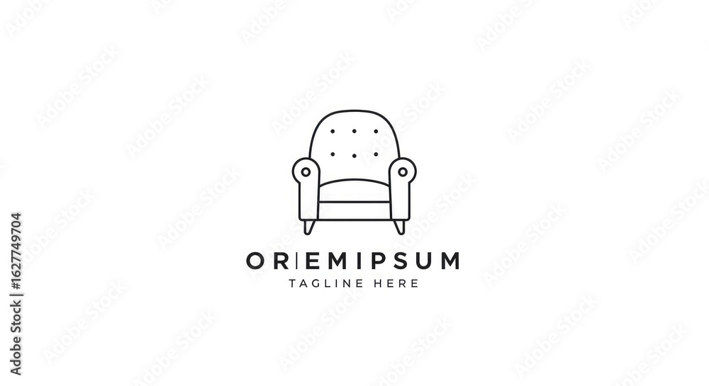 Fototapeta premium Simple, Elegant Line Art Armchair Logo Design