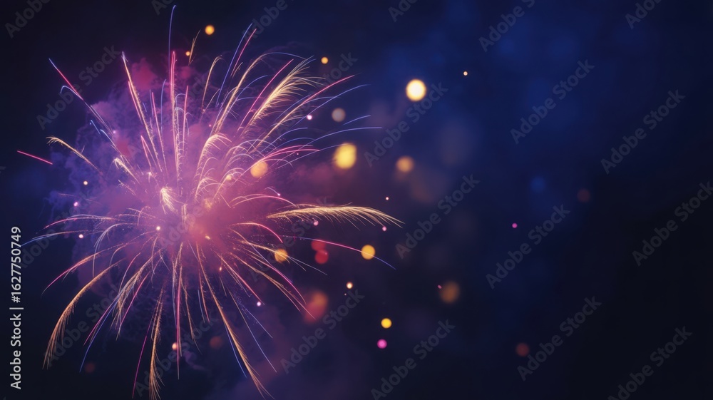 Obraz premium Vibrant fireworks bursting in a dark night sky