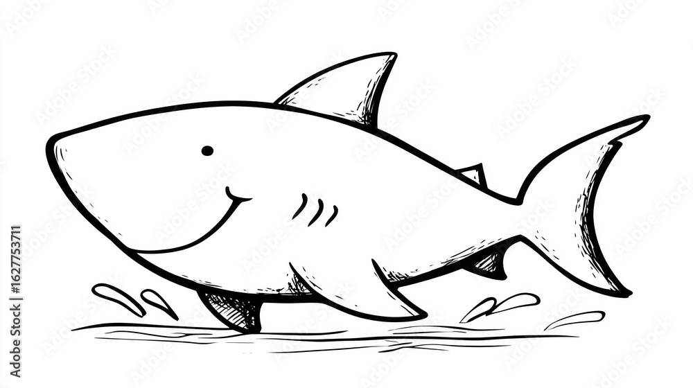 Fototapeta premium Cute shark cartoon drawing