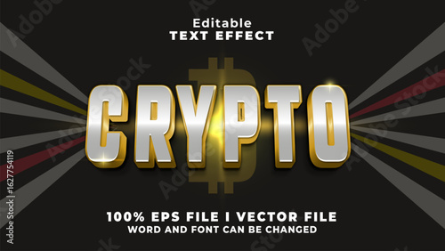 3d gold crypto text effect.typhography logo