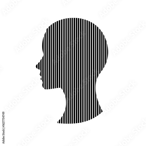 Black and white abstract of head silhouette with lines – creativity representation