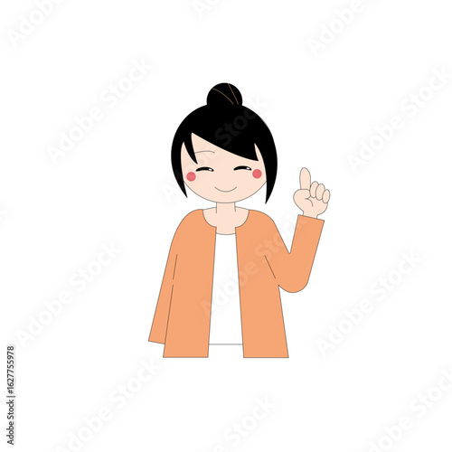 女性　人差し指 　笑顔