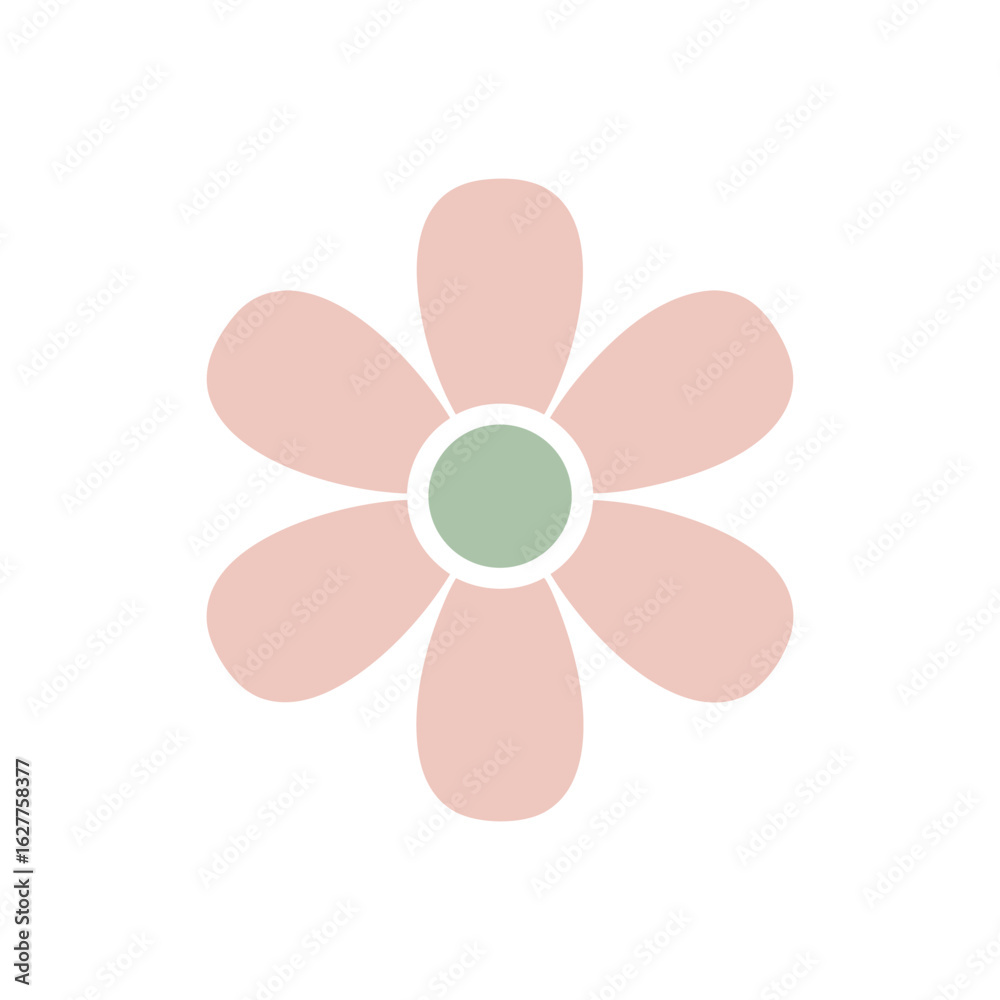 Simple pastel pink flower with green center Simple pastel pink flower with green center