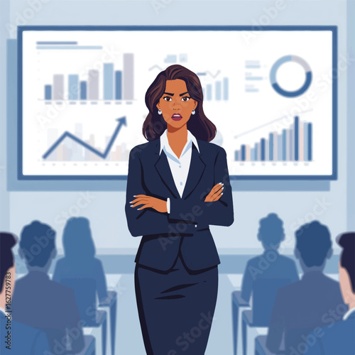 Engaging Professional Woman Presenting Business Performance