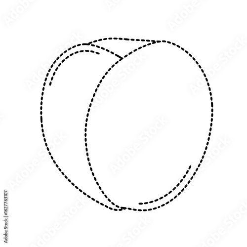 Black dotted outline of nectarine for the educational activity "Connect the Dots and Color" for children