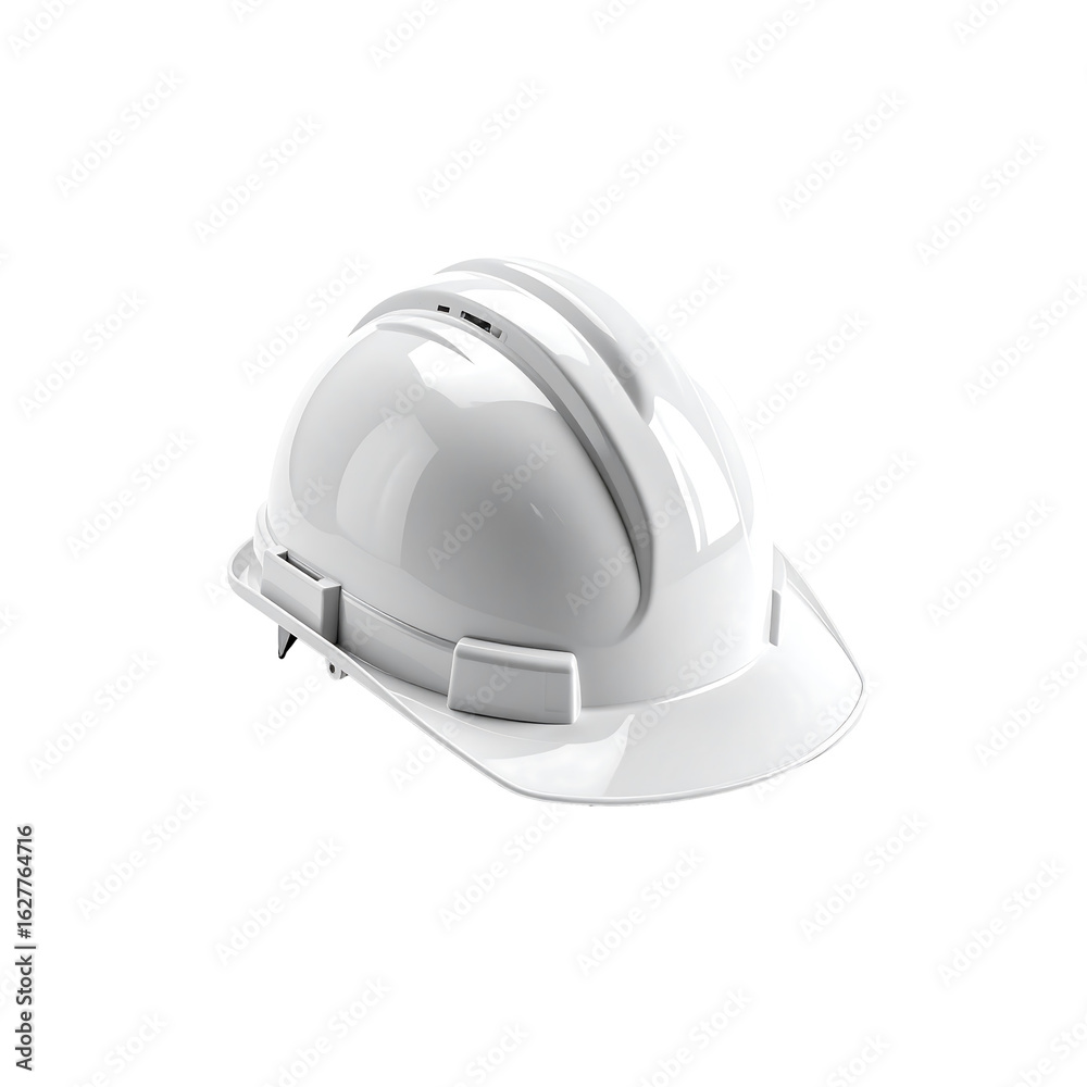 Fototapeta premium Clean white hard hat isolated against white, bright light on transparent background