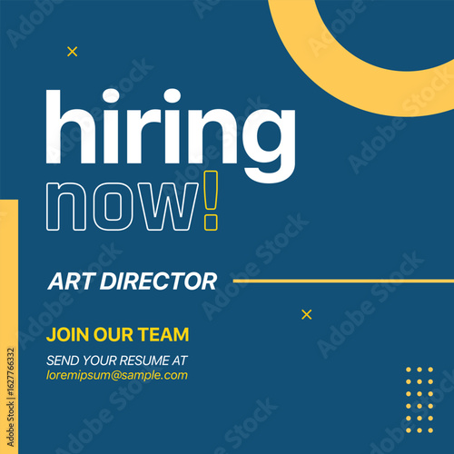 Hiring banner with blue background

