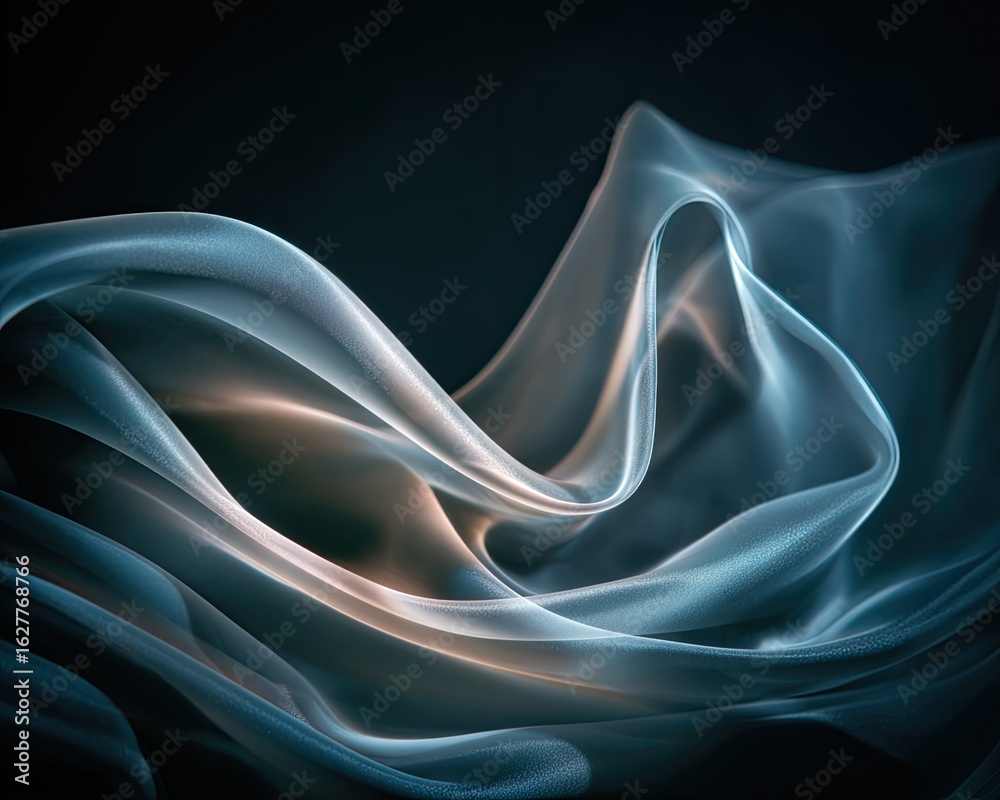 Fototapeta premium Abstract smoky waves in teal and peach