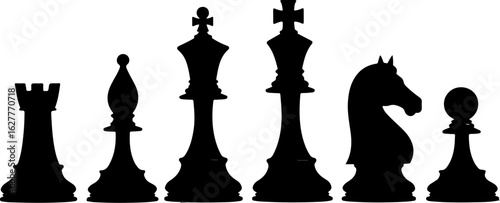 Chess Piece Silhouettes Collection" vector bundle