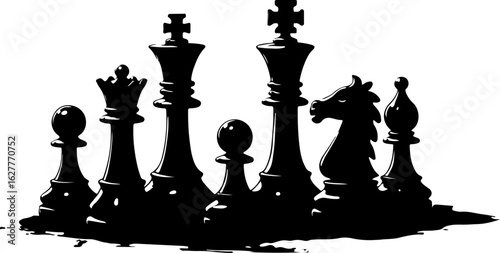 Chess Piece Silhouettes Collection" vector bundle