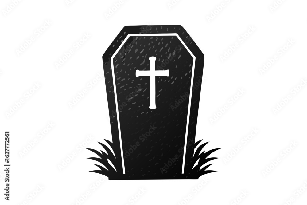 Obraz premium tombstone cross silhouette vector illustration