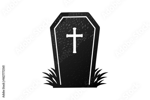 tombstone cross silhouette vector illustration