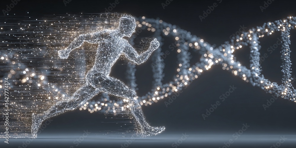 Obraz premium Corredor digital y doble 3D brillante