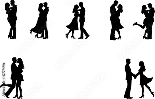 Elegant Dancing Couples Silhouette Set – Romantic Dance Poses Clipart