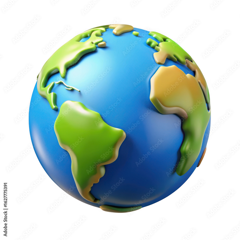 Naklejka premium 3d globe with continents isolated on transparent background