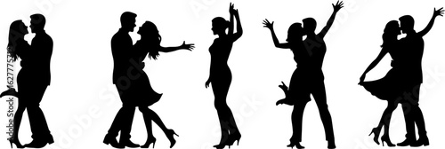 Silhouettes of Children Standing in Line"