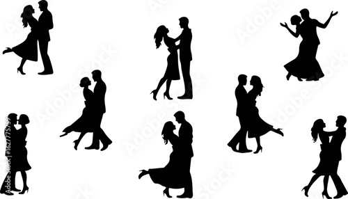 Silhouettes of Children Standing in Line"