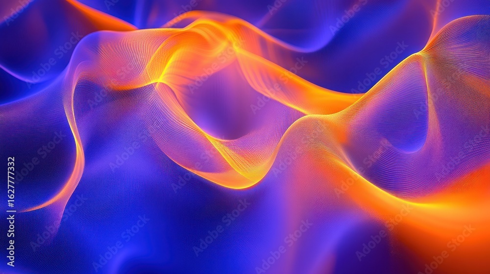Obraz premium Abstract vibrant wavy lines of orange and blue
