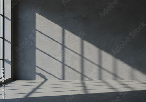 Empty Concrete Room Interior  Natural Light and Shadow  Window Design  Minimalist Aesthetic