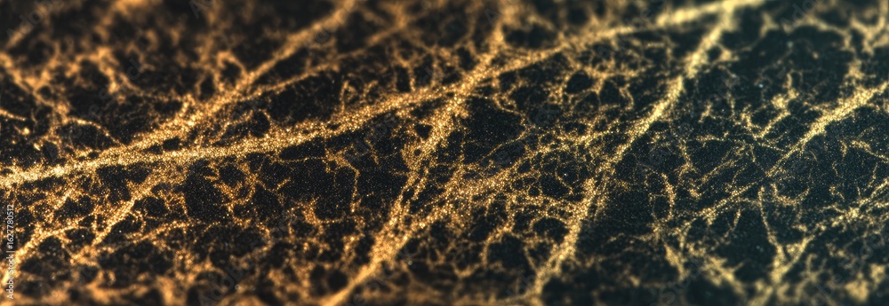Intricate network of golden veins on a dark background Intricate network of golden veins on a dark background