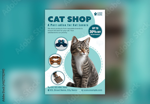 Elegant and Fashionable Cat Collars Sale Flyer with Three Color Options for Pet Boutiques and Cat Accessory Stores, Editable Design.