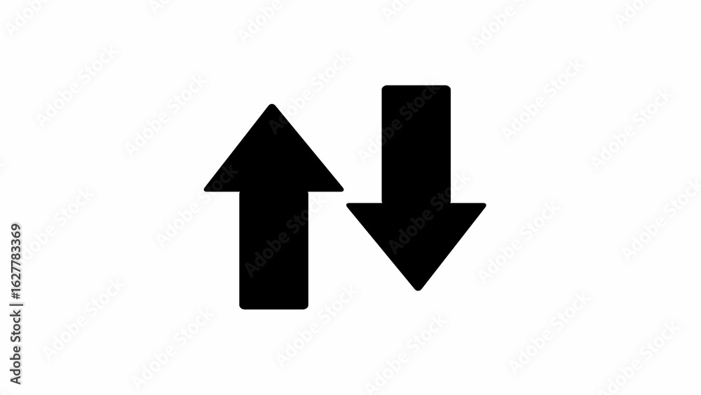 Black Up and Down Arrows on White Background direction Black Up and Down Arrows on White Background direction