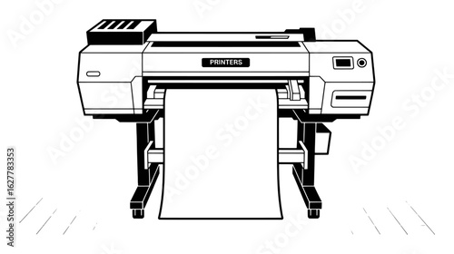 Large format printer with paper output vector
