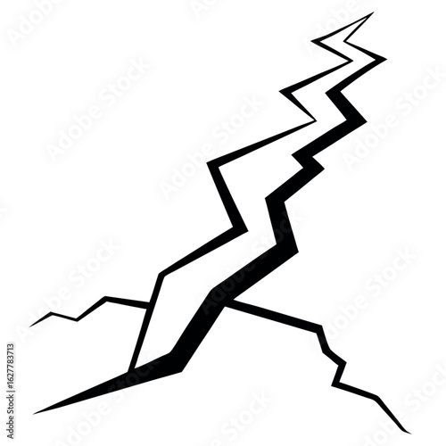 Art of jagged crack isolated on white background