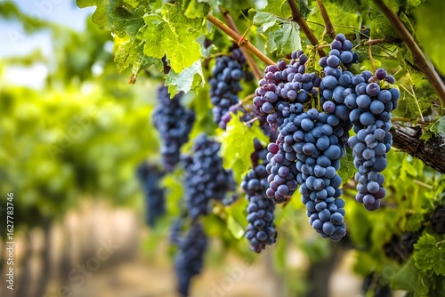 Wallpaper Mural Deep purple grapes hanging on green vines. Torontodigital.ca