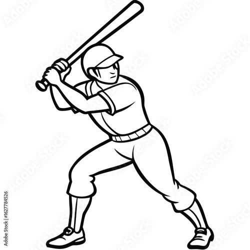 Baseball player in batting stance holding bat batter sport