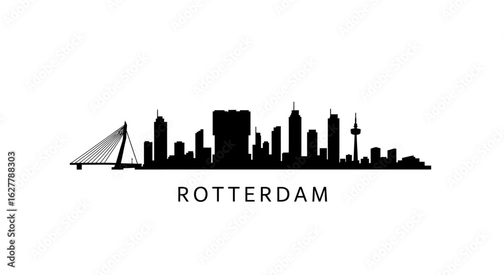 Fototapeta premium Rotterdam Skyline Silhouette Netherlands.