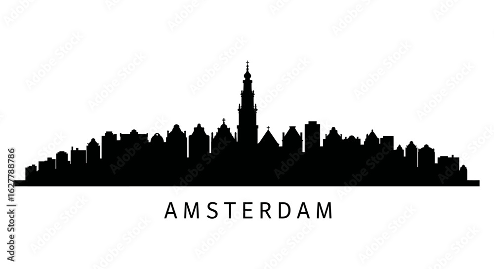 Obraz premium Amsterdam Skyline Silhouette with Cityscape.