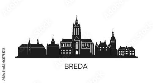 Breda Skyline Netherlands Cityscape Black Vector.