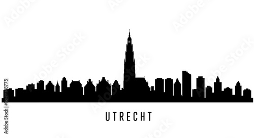 Utrecht Skyline Black Silhouette Netherlands.