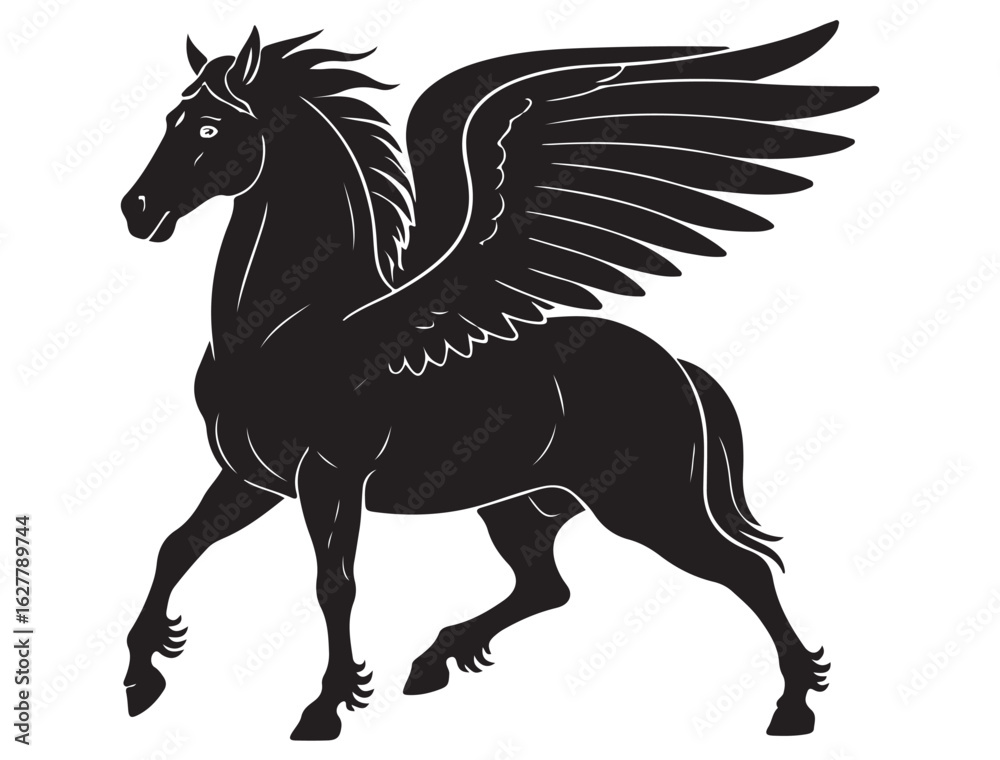 Fototapeta premium MYTHICAL WINGED HORSE SILHOUETTE