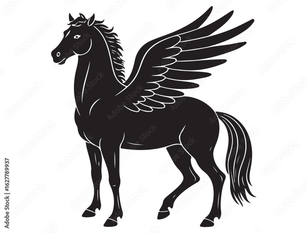 Fototapeta premium MYTHICAL WINGED HORSE SILHOUETTE