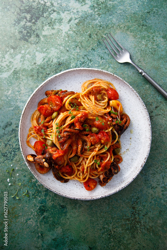 Pasta with seafood and capers