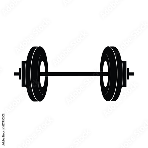 Silhouette of a barbell on white background Vector illustration