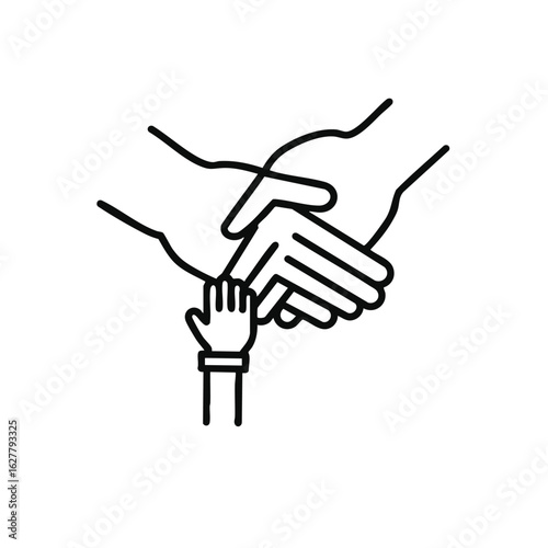 A simple yet powerful graphic showing adult hands embracing a child's hand, symbolizing care, protection, and the strong foundation of family support.