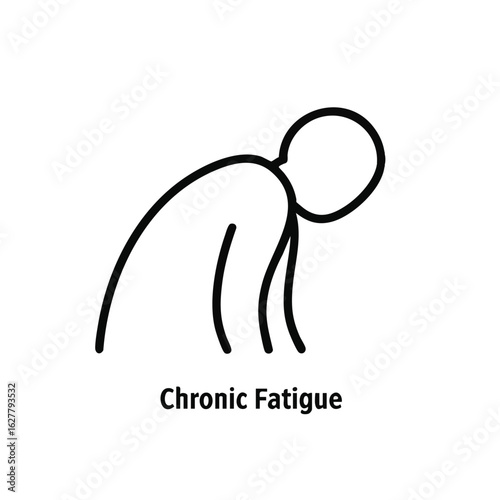 A striking line art illustration depicts a hunched figure, symbolizing the debilitating effects of chronic fatigue, profound exhaustion, and mental burnout.
