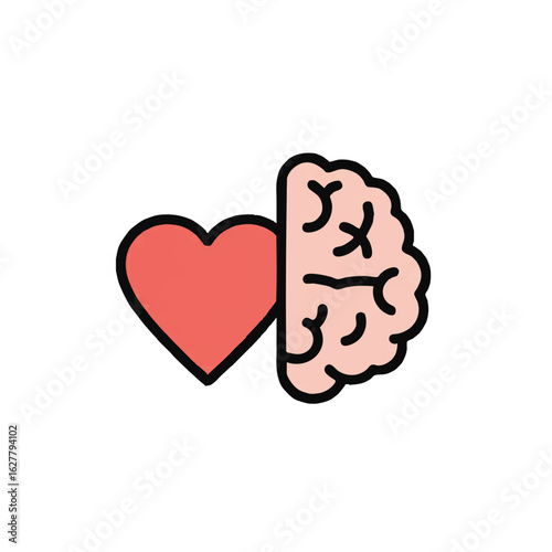 This conceptual illustration beautifully depicts the intricate balance between emotional intelligence and rational thought, symbolizing the complex interplay of heart and mind.